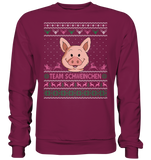 Christmas Retro Pullover - "Team Schweinchen" - Rose - Basic Sweatshirt - Schweinchen's Shop - Sweatshirts - Burgundy / S
