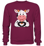 Herz Kuh o.T. - Basic Sweatshirt - Schweinchen's Shop - Sweatshirts - Burgundy / S