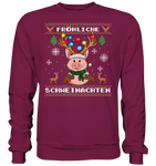 Christmas Pullover - "Retro" - Schweinchen's Shop - Sweatshirts - Burgundy / S