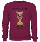 "Keep Calm" Alpaka - Basic Sweatshirt - Schweinchen's Shop - Sweatshirts - Burgundy / S
