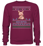 Christmas Pullover - "DickPig" - Blue - Schweinchen's Shop - Sweatshirts - Burgundy / S