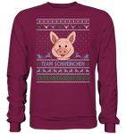 Christmas Retro Pullover - "Team Schweinchen" - Blue - Basic Sweatshirt - Schweinchen's Shop - Sweatshirts - Burgundy / S