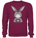 Esel "Herz" o.T. - Basic Sweatshirt - Schweinchen's Shop - Sweatshirts - Burgundy / S