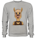 Herz Alpaka o.T. - Basic Sweatshirt - Schweinchen's Shop - Sweatshirts - Heather Grey / S