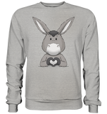 Esel "Herz" o.T. - Basic Sweatshirt - Schweinchen's Shop - Sweatshirts - Heather Grey / S