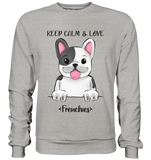 "Keep Calm Frenchie" - Basic Sweatshirt - Schweinchen's Shop - Sweatshirts - Heather Grey / S