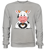 Herz Kuh o.T. - Basic Sweatshirt - Schweinchen's Shop - Sweatshirts - Heather Grey / S