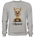 Herz Alpaka - Basic Sweatshirt - Schweinchen's Shop - Sweatshirts - Heather Grey / S