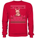 Christmas Pullover - "DickPig" - Rose - Schweinchen's Shop - Sweatshirts - Fire Red / S