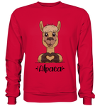 Herz Alpaka - Basic Sweatshirt - Schweinchen's Shop - Sweatshirts - Fire Red / S