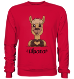 Herz Alpaka - Basic Sweatshirt - Schweinchen's Shop - Sweatshirts - Fire Red / S