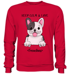 "Keep Calm Frenchie" - Basic Sweatshirt - Schweinchen's Shop - Sweatshirts - Fire Red / S