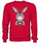 Esel "Herz" o.T. - Basic Sweatshirt - Schweinchen's Shop - Sweatshirts - Fire Red / S