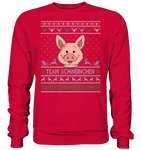 Christmas Retro Pullover - "Team Schweinchen" - Blue - Basic Sweatshirt - Schweinchen's Shop - Sweatshirts - Fire Red / S