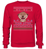 Christmas Pullover - "Team Otter" - Blue - Basic Sweatshirt - Schweinchen's Shop - Sweatshirts - Fire Red / S