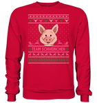 Christmas Retro Pullover - "Team Schweinchen" - Rose - Basic Sweatshirt - Schweinchen's Shop - Sweatshirts - Fire Red / S