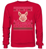 Christmas Retro Pullover - "Team Schweinchen" - Rose - Basic Sweatshirt - Schweinchen's Shop - Sweatshirts - Fire Red / S