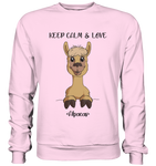 "Keep Calm" Alpaka - Basic Sweatshirt - Schweinchen's Shop - Sweatshirts - Baby Pink / S