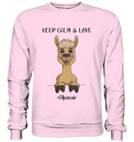 "Keep Calm" Alpaka - Basic Sweatshirt - Schweinchen's Shop - Sweatshirts - Baby Pink / S
