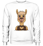 Herz Alpaka o.T. - Basic Sweatshirt - Schweinchen's Shop - Sweatshirts - Arctic White / S