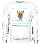 Christmas Pullover - "Team Alpaka" - Blue - Schweinchen's Shop - Sweatshirts - Arctic White / S