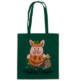 Baumwolltasche - "Süßes Ferkel" - Schweinchen's Shop - Taschen - Bottle Green / ca. 38x42