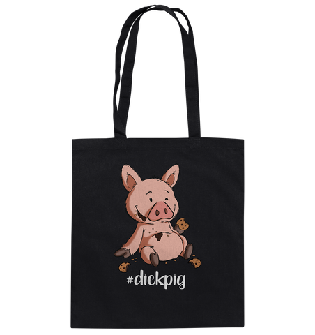 Baumwolltasche - DickPig Black Edition - Schweinchen's Shop - Taschen - Black / ca. 38x42