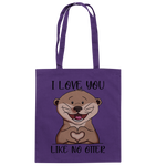 Otter - "Love You Like No Otter" - Baumwolltasche - Schweinchen's Shop - Taschen - Purple / ca. 38x42