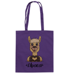 Herz Alpaka - Baumwolltasche - Schweinchen's Shop - Taschen - Purple / ca. 38x42