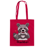 "Herz Waschbär" - Baumwolltasche - Schweinchen's Shop - Taschen - Classic Red / ca. 38x42