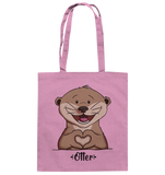 "Herz Otter" - Baumwolltasche - Schweinchen's Shop - Taschen - Classic Pink / ca. 38x42