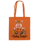 Baumwolltasche - "Süßes Ferkel" - Schweinchen's Shop - Taschen - Orange / ca. 38x42