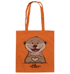 "Herz Otter" - Baumwolltasche - Schweinchen's Shop - Taschen - Orange / ca. 38x42