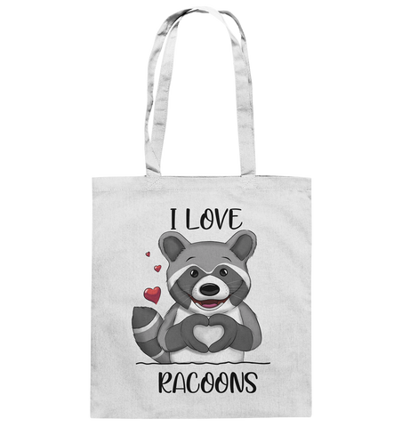 "I LOVE RACOONS" - Baumwolltasche - Schweinchen's Shop - Taschen - White / ca. 38x42