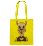 Baumwolltasche - "Alpaca Herz" - Schweinchen's Shop - Taschen - Yellow / ca. 38x42