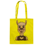Baumwolltasche - "Alpaca Herz" - Schweinchen's Shop - Taschen - Yellow / ca. 38x42