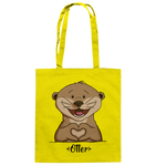 "Herz Otter" - Baumwolltasche - Schweinchen's Shop - Taschen - Yellow / ca. 38x42