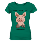 T-Shirt - "Keep Calm" - Ladies Organic Shirt - Schweinchen's Shop - Lady-Shirts - Varsity Green / S