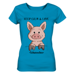 T-Shirt - "Keep Calm" - Ladies Organic Shirt - Schweinchen's Shop - Lady-Shirts - Azur / S