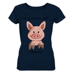 T-Shirt - "Keep Calm" - Ladies Organic Shirt - Schweinchen's Shop - Lady-Shirts - French Navy / S
