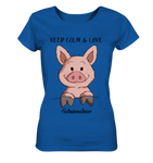 T-Shirt - "Keep Calm" - Ladies Organic Shirt - Schweinchen's Shop - Lady-Shirts - Royal Blue / S