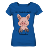 T-Shirt - "Keep Calm" - Ladies Organic Shirt - Schweinchen's Shop - Lady-Shirts - Royal Blue / S
