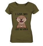 Otter - "Love You Like No Otter" - Ladies Organic Shirt - Schweinchen's Shop - Lady-Shirts - British Khaki / S