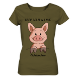 T-Shirt - "Keep Calm" - Ladies Organic Shirt - Schweinchen's Shop - Lady-Shirts - British Khaki / S