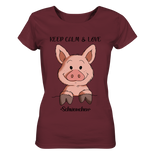 T-Shirt - "Keep Calm" - Ladies Organic Shirt - Schweinchen's Shop - Lady-Shirts - Burgundy / S