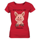 T-Shirt - "Keep Calm" - Ladies Organic Shirt - Schweinchen's Shop - Lady-Shirts - Red / S