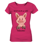 T-Shirt - "Keep Calm" - Ladies Organic Shirt - Schweinchen's Shop - Lady-Shirts - Raspberry / S