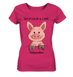 T-Shirt - "Keep Calm" - Ladies Organic Shirt - Schweinchen's Shop - Lady-Shirts - Raspberry / S