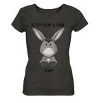 "Keep Calm Esel" - Ladies Organic Shirt (meliert) - Schweinchen's Shop - Lady-Shirts - Dark Heather Grey / S
