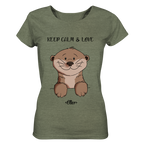 Otter "KEEP CALM" - Ladies Organic Shirt (meliert) - Schweinchen's Shop - Lady-Shirts - Mid Heather Khaki / S